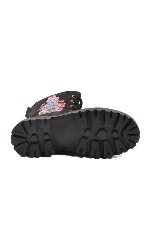 Siyah Zümrüt İçi Kürklü Bağcıklı Fermuarlı Kız Çocuk Bot 2005 F