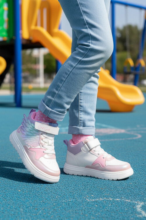 Somon Cırtlı Hafif Bilek Boy Kız Çocuk Spor Ayakkabı Helen F