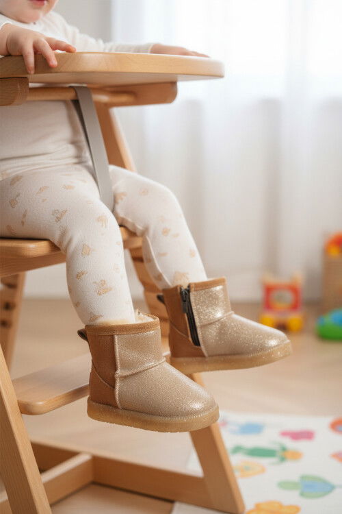 Taba Simli İçi Kürklü Fermuarlı Bebek Bot 1212 B