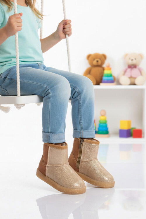 Taba Simli İçi Kürklü Soğuğa Dirençli Kız Çocuk Bot 1212 P