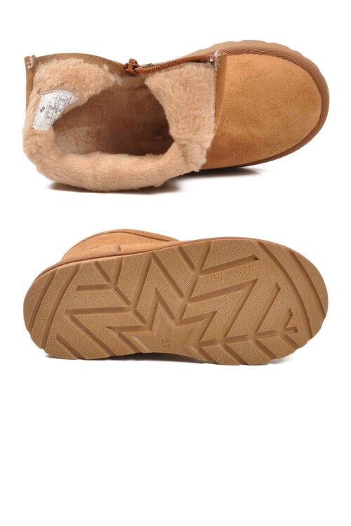 Taba İçi Kürklü Fermuarlı Kız Çocuk Bot 2096 P