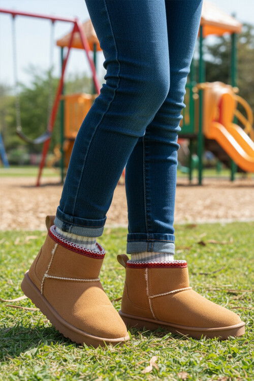 Taba Süet İçi Kürklü Soğuğa Dirençli Kız Çocuk Bot Ugy F