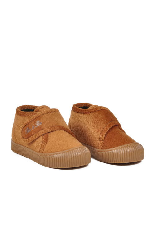 Taba Süet Cırtlı Unisex Çocuk Panduf Ba&Ba 058999 P