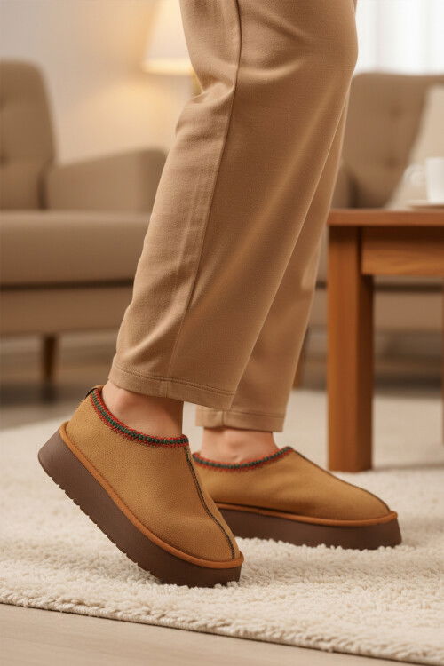 Taba İçi Kürklü Kadın Casual Ayakkabı U-50 Z