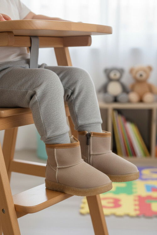 Vizon İçi Kürklü Fermuarlı Bebek Bot 1212 B