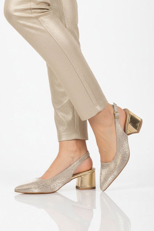 Altın Topuklu Kadın Abiye Ayakkabı 417688 Z
