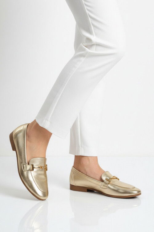 Altın Hafif Esnek Kadın Babet Ayakkabı 572478 Z