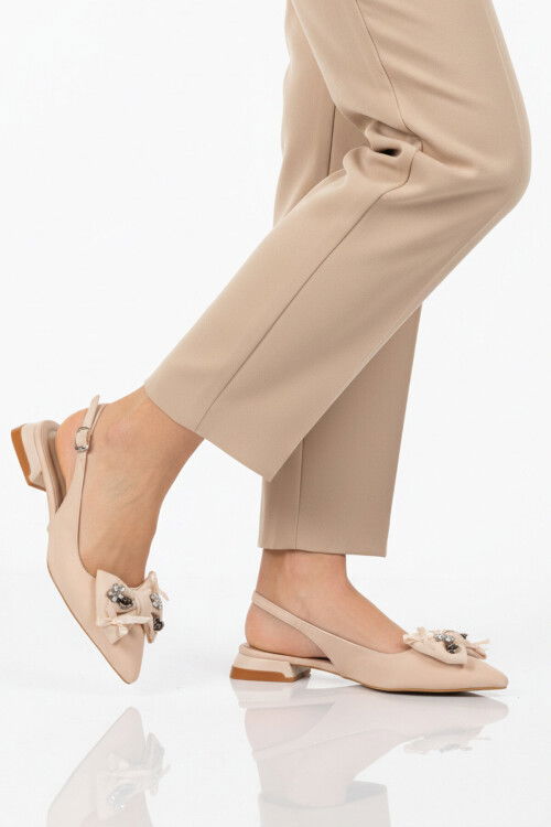 Bej Dar Kalıp Davet Özel Gün Kadın Abiye Ayakkabı 606058 Z