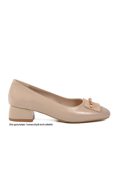 Bej Geniş Kalıp Kadın Topuklu Abiye Ayakkabı 608420 Z
