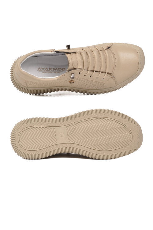 Bej Hakiki Deri Ortopedik Kadın Casual Ayakkabı 5605 Z