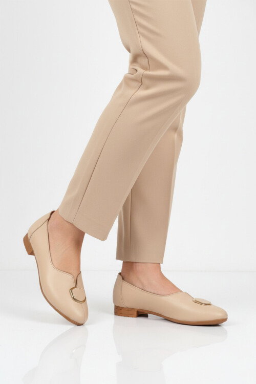 Bej Hakiki Deri Kadın Casual Ayakkabı 618 Z