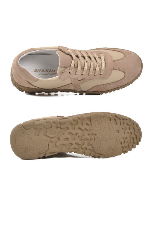 Bej Hakiki Deri Anatomik Kadın Casual Ayakkabı F-003 Z