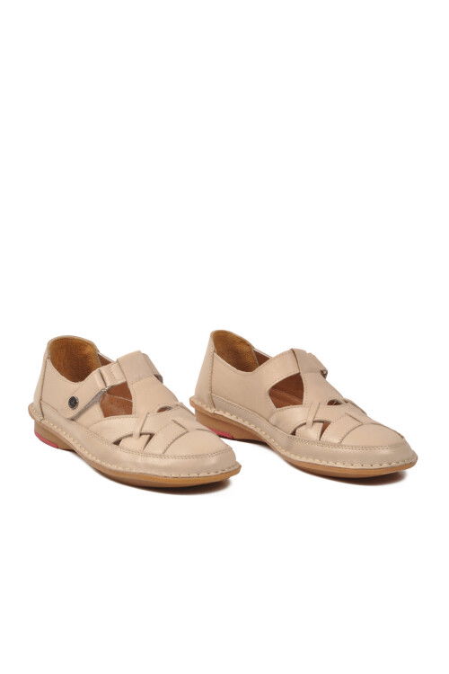 Bej Hakiki Deri Kadın Günlük Ayakkabı PC-54557 Z