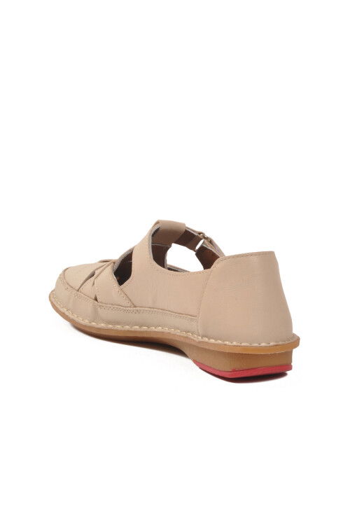 Bej Hakiki Deri Kadın Günlük Ayakkabı PC-54557 Z