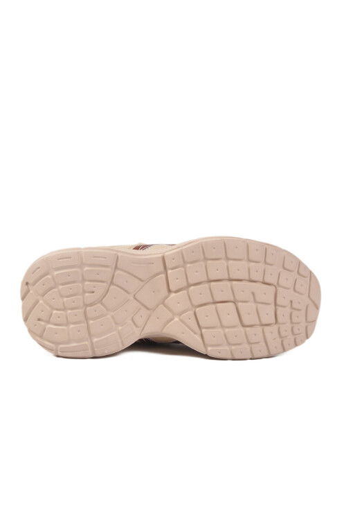 Bej Kahve Cırtlı Fileli Hafif Unisex Çocuk Spor Ayakkabı Ruffon F