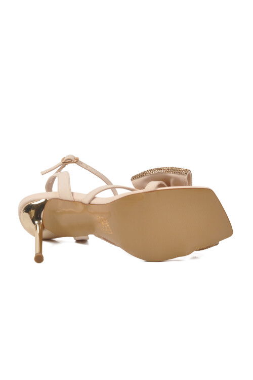 Bej İnce Uzun Topuklu Kadın Abiye Ayakkabı 588001 Z