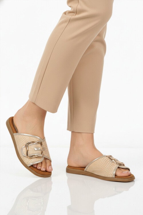 Bej Hafif Kadın Günlük Terlik PC-54776 Z
