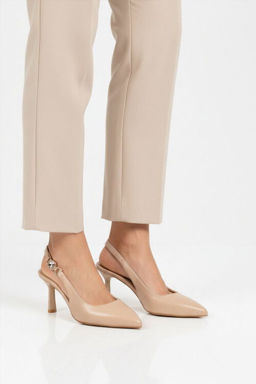 Bej  Kadın İnce Topuklu Abiye Ayakkabı 312569 Z