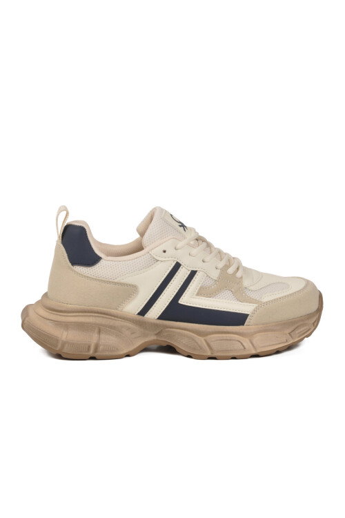 Bej Fileli Hafif Bağcıklı Unisex Spor Ayakkabı BNI-10280 G