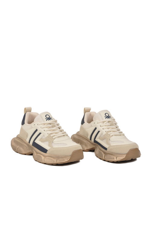 Bej Fileli Hafif Bağcıklı Unisex Spor Ayakkabı BNI-10280 G