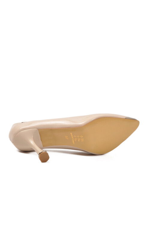 Beige Patent Leather Womens Thin Heeled Shoes PC-55118 Z