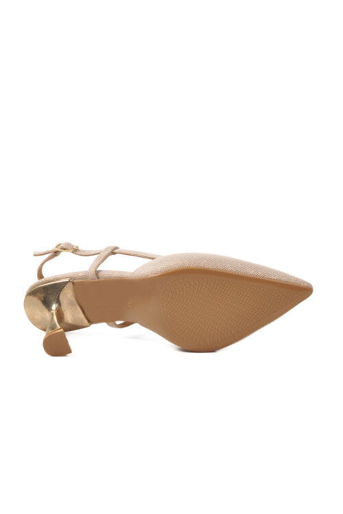 حذاء سهرة نسائي لامع باللون البيج 459158 Z