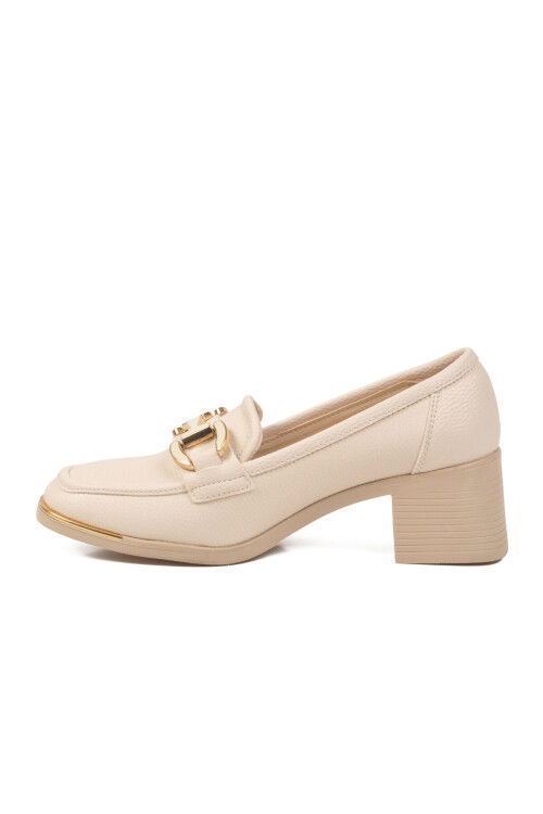 Bej Topuklu Kadın Klasik Ayakkabı PC-54356 Z