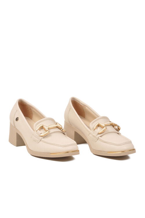 Bej Topuklu Kadın Klasik Ayakkabı PC-54356 Z