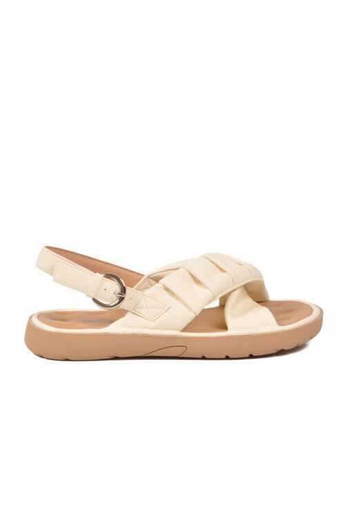 Bej Bantlı Hafif Yumuşak Tabanlı Kadın Sandalet 26Y461 G