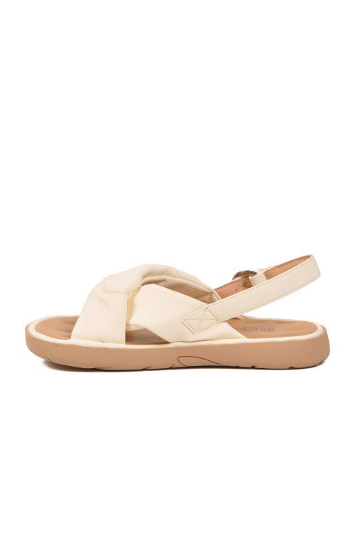 Bej Bantlı Hafif Yumuşak Tabanlı Kadın Sandalet 26Y461 G