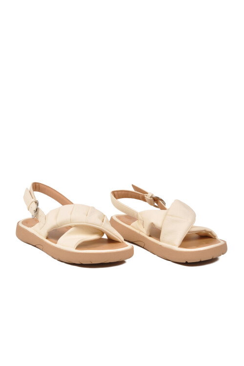 Bej Bantlı Hafif Yumuşak Tabanlı Kadın Sandalet 26Y461 G