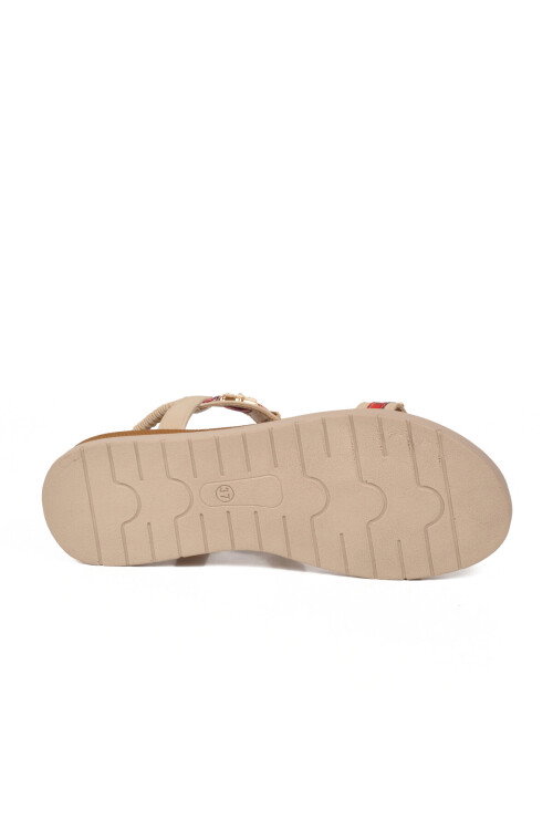 Bej İşlemeli Hafif Kadın Sandalet 358170 Z