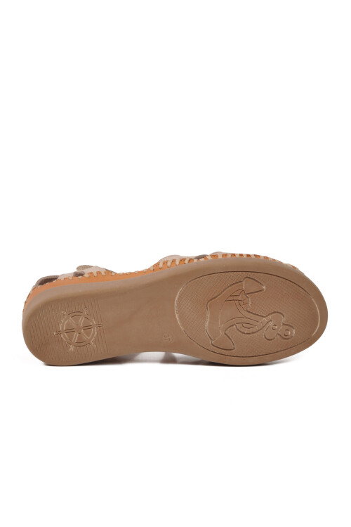 Bej Cırtlı Hafif Kadın Günlük Sandalet PC-54522 Z