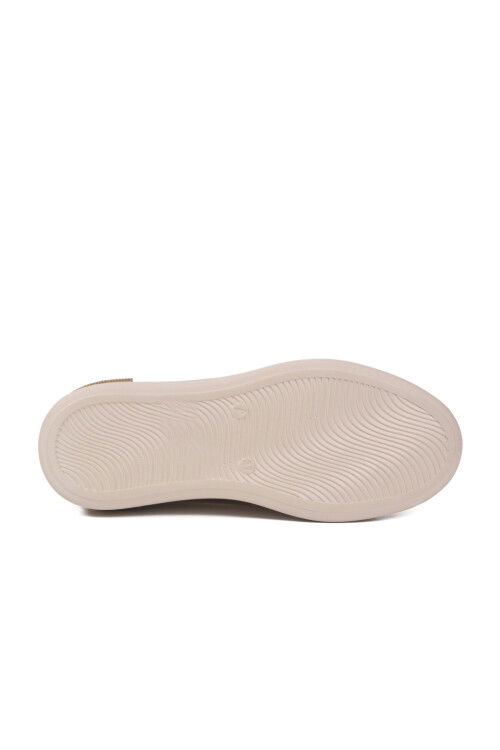 Bej Bağcıklı Taş İşlemeli Hafif Kadın Sneaker 431156 Z