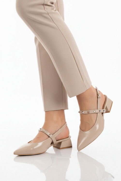 Bej Dar Kalıp Özel Gün ve Davet Kadın Abiye Ayakkabı 323102 Z