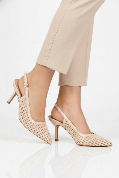 Bej Kadın İnce Topuklu Abiye Ayakkabı 658248 Z