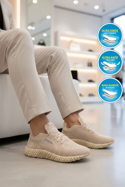 Bej Anorak Hafif Esnek Hava Alabilen Erkek Spor Ayakkabı Pc-30679 M