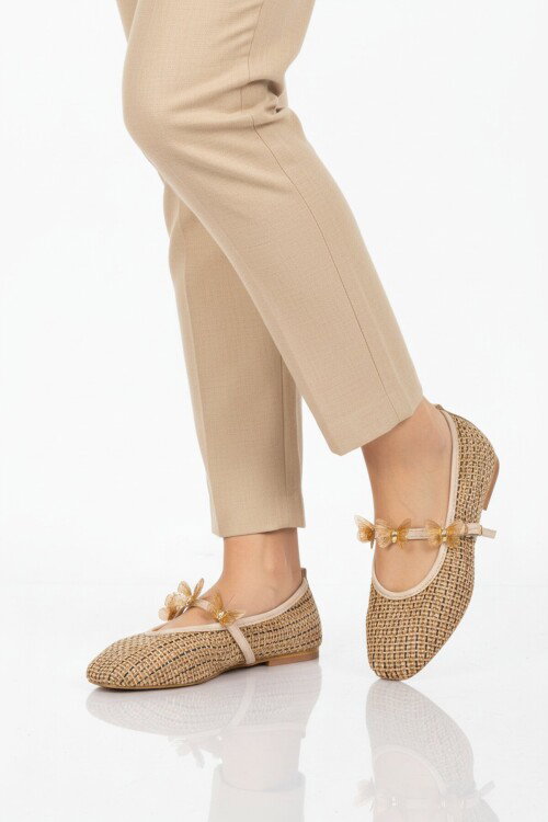 Bej Hafif Tekstil Kadın Babet Ayakkabı 697144 Z