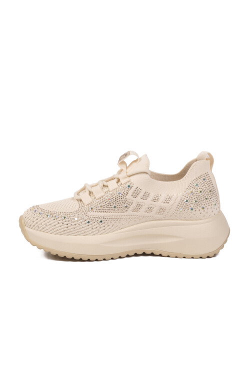 Bej Anorak Hafif Taş İşlemeli Kadın Casual Ayakkabı 26Y301 G