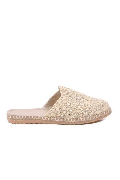 Bej Örme Hafif İnce Taban Kadın Günlük Terlik 473134 Z