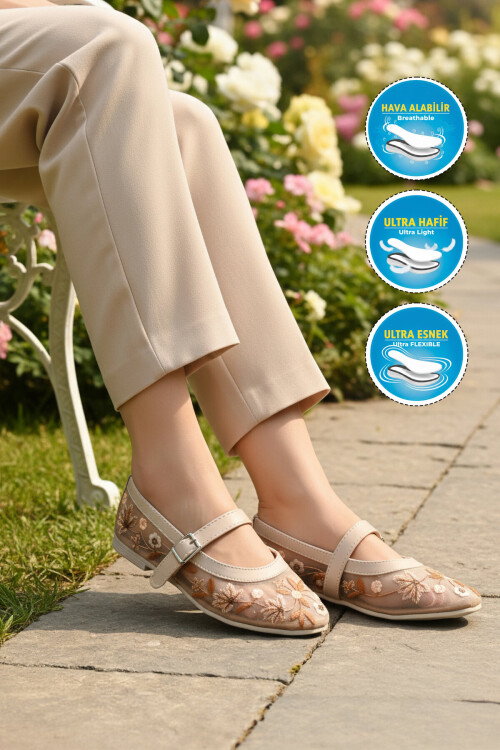Bej Fileli Hafif Kadın Casual Ayakkabı B-52 Z