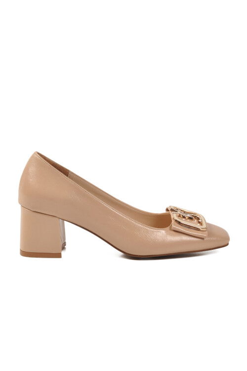Bej Topuklu Kadın Abiye Ayakkabı 357209 Z