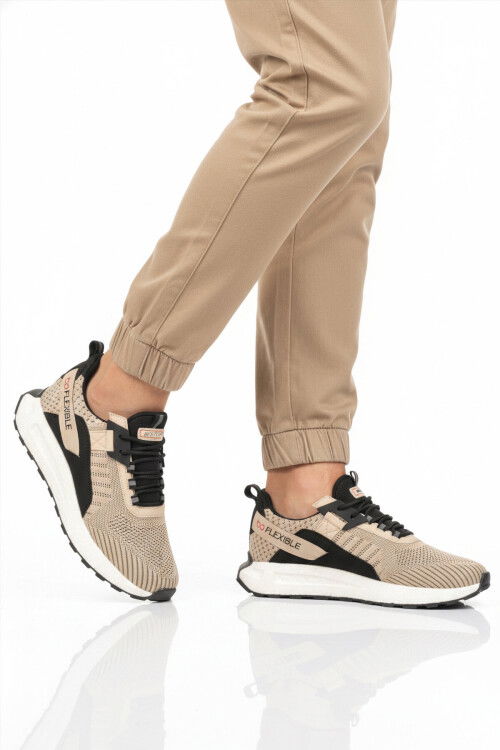 Bej Fileli Hafif Esnek Hafızalı Taban Erkek Spor Ayakkabı Bst-654 M