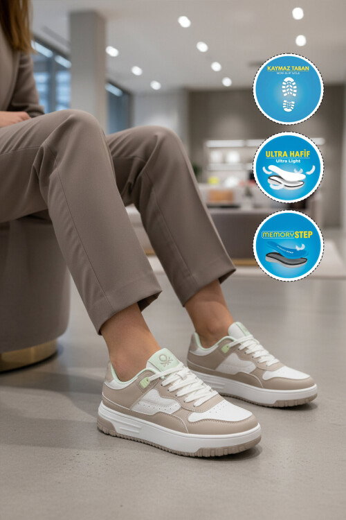 Beyaz Gri Hafızalı Taban Unisex Spor Ayakkabı BNI-11509 G