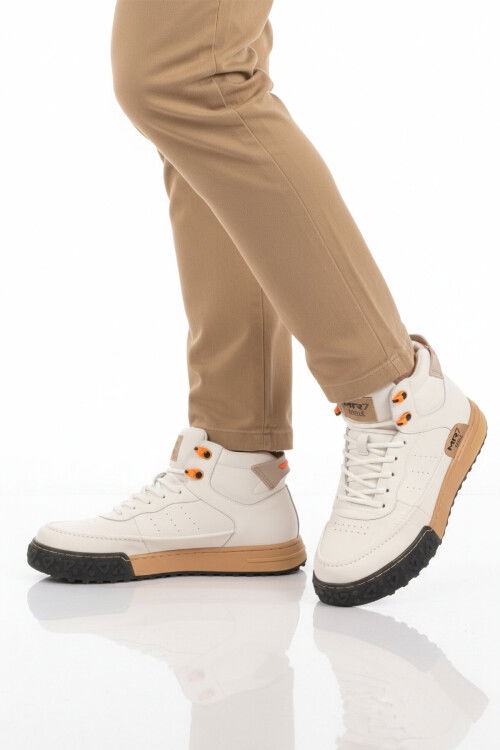 Beyaz Hakiki Deri Bağcıklı Erkek Sneaker 152-18111 M