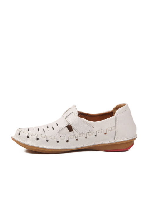 Beyaz Hakiki Deri Kadın Günlük Ayakkabı PC-54559 Z
