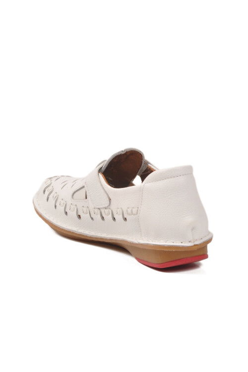 Beyaz Hakiki Deri Kadın Günlük Ayakkabı PC-54559 Z