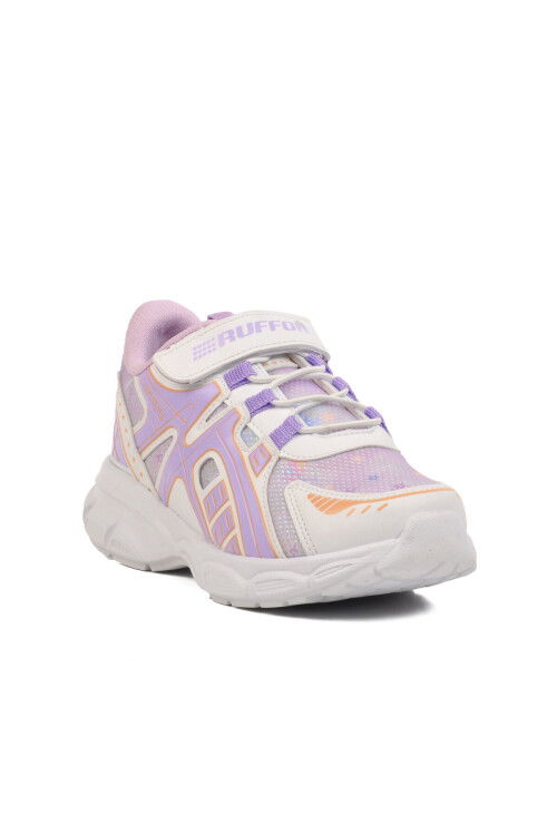 White Lilac Velcro Mesh Lightweight Girls Sneakers Ruffon F