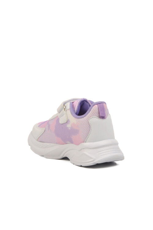 White Lilac Mesh Velcro Girls Sneakers Ruffon P