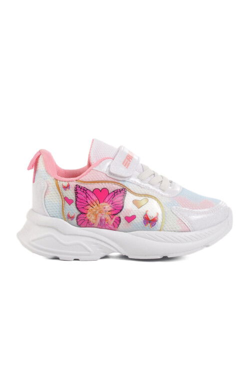 White Pink Mesh Velcro Girls Sneakers Ruffon P